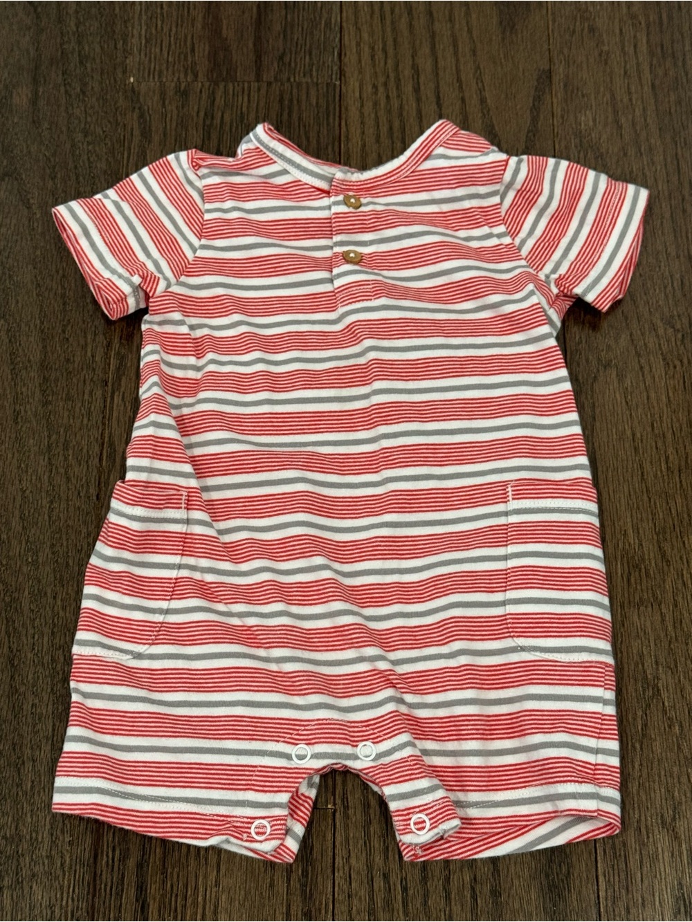 Carter's Red and White Striped Short-Sleeve Romper